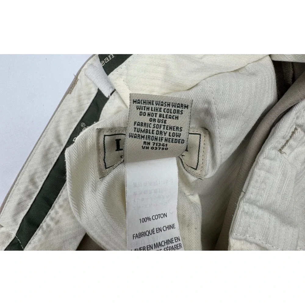 L.L. Bean Pleated Chinos 38 Cotton Khaki Classic Comfort Waist Casual Work Pants